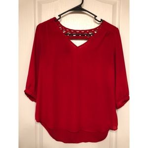 Red Chiffon Blouse